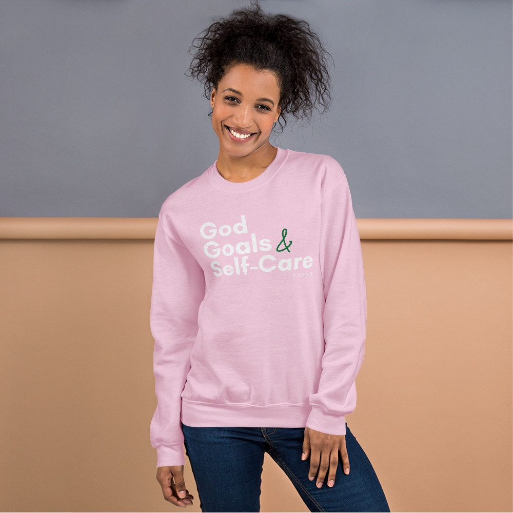 God Goals & Self-Care Sweatshirt - Pink/Green